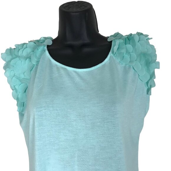 TED Baker Aqua Scalloped Shoulders Beautiful Top Size 3 - Picture 3 of 8